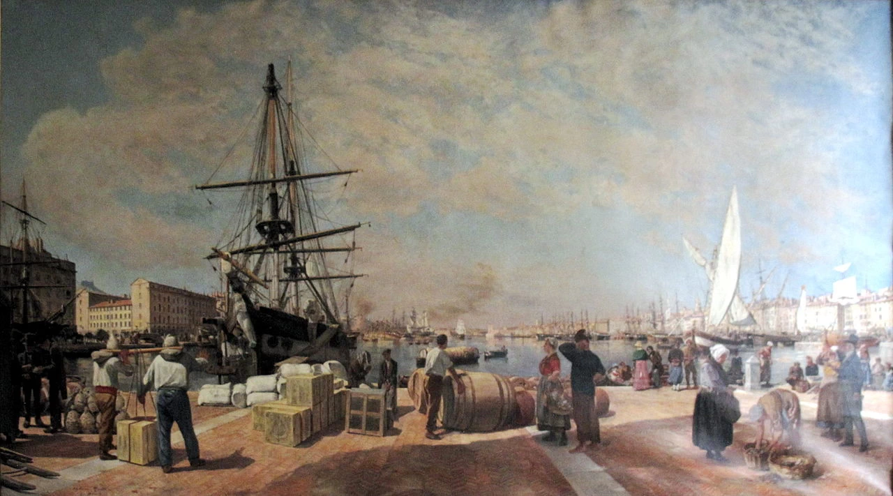  41-Alphonse Moutte-Scarico di un brigantino a Marsiglia 